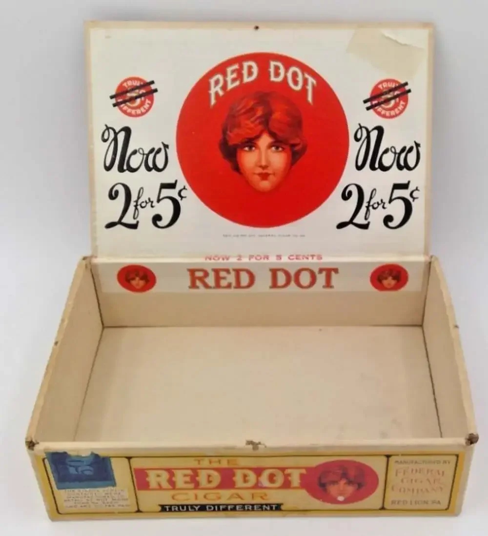 Vintage The Red Dot Cigar Box, Cardboard